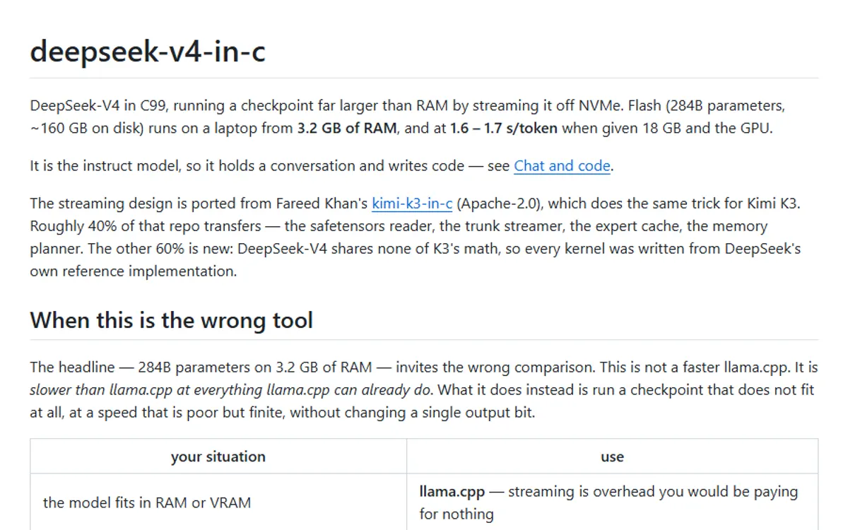 deepseek-v4-in-c preview